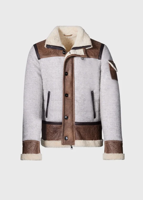 Quilted Jacket With Suede And Shearling Trim