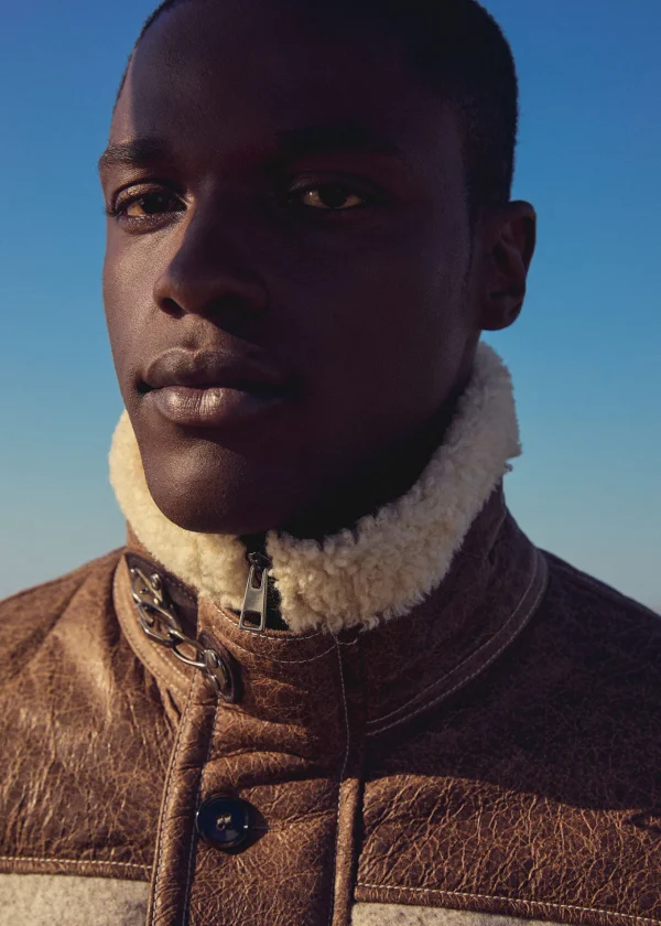 Quilted Jacket With Suede And Shearling Trim