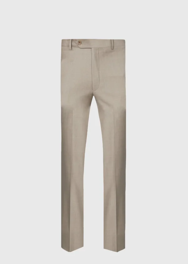 Sand Super 130s Plain Front Trouser