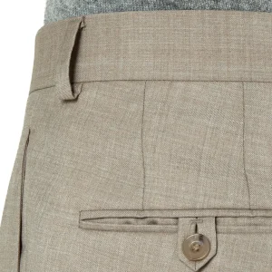 Sand Super 130s Plain Front Trouser