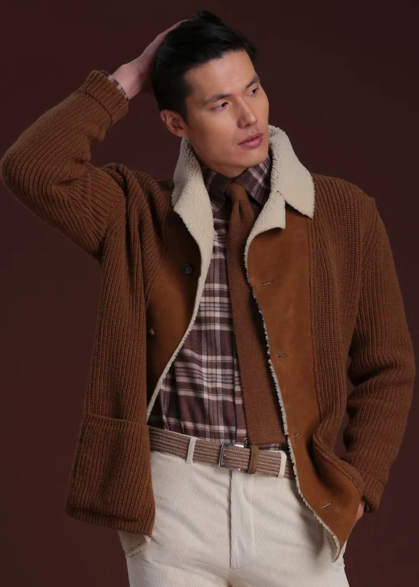 Shearling Trim Cardigan