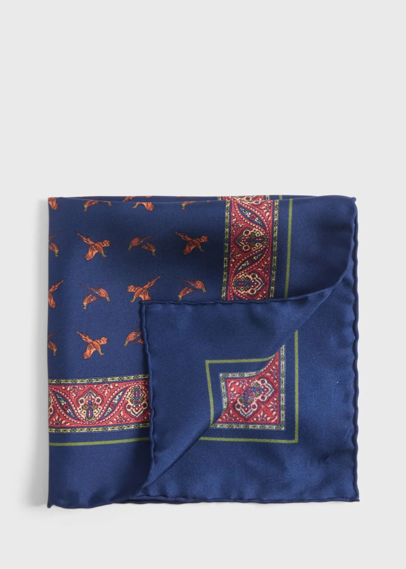 silk_deco_stripe_and_bird_0-1.webp Silk Deco Stripe And Bird Print Pocket Square