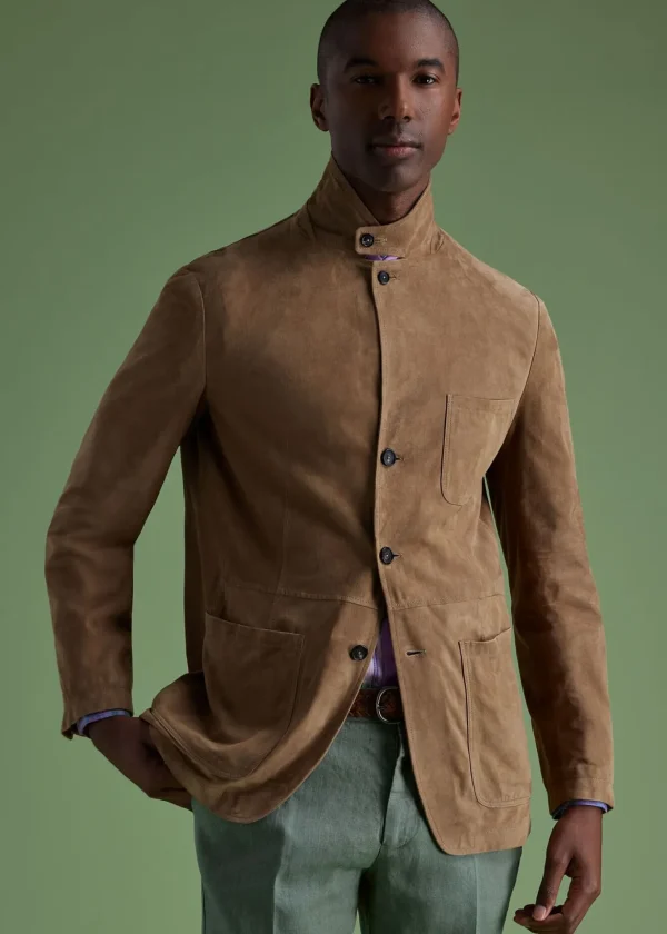 Stand Collar Suede Jacket