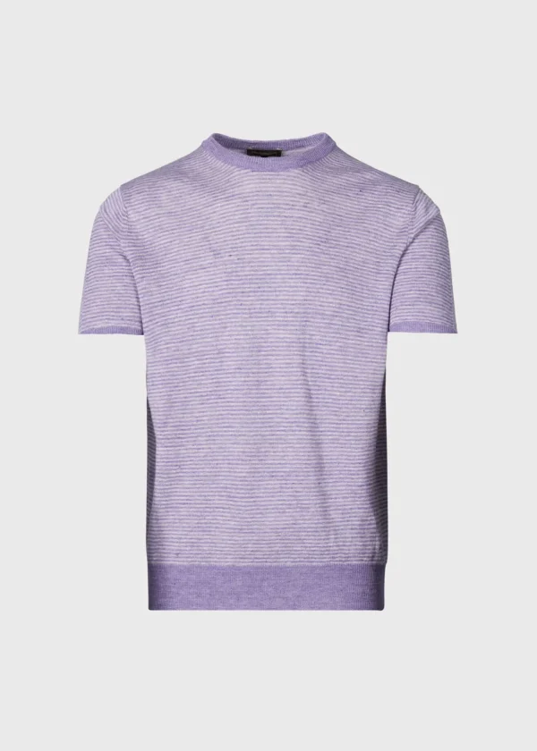 Striped Short Sleeve Linen Crewneck