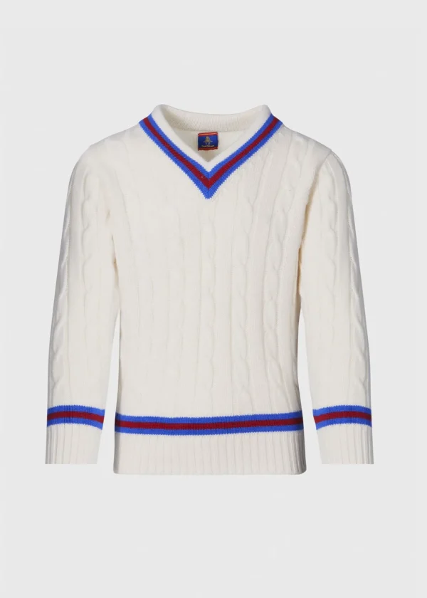 Striped V-Neck Tennis Sweater