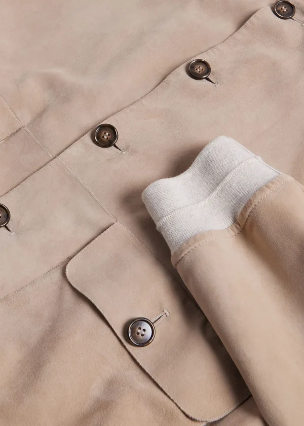 Suede Button Front Blouson Jacket