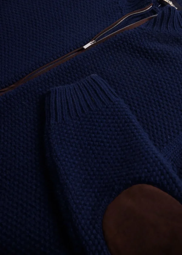 Textured Wool & Cashmere Full Zip Cardigan
