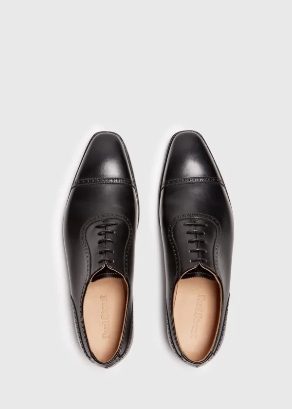 The Westbourne Black Leather Cap Toe