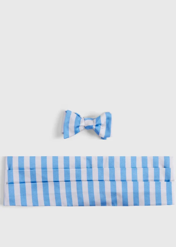 Two-Tone Striped Bow Tie And Cummerbund Set