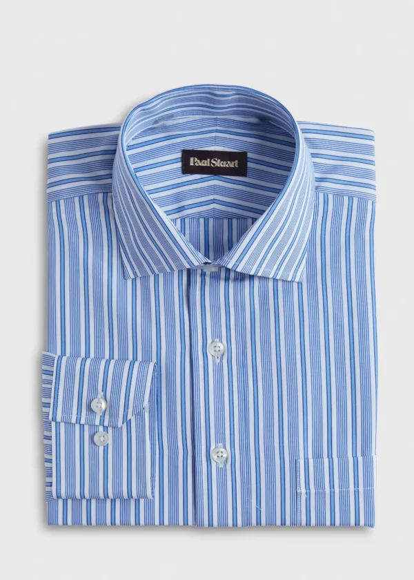 Variegated Stripe Cotton Dress Shirt
