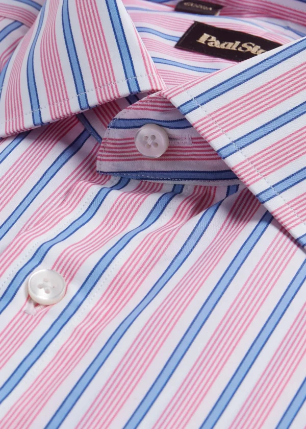 Variegated Stripe Cotton Dress Shirt