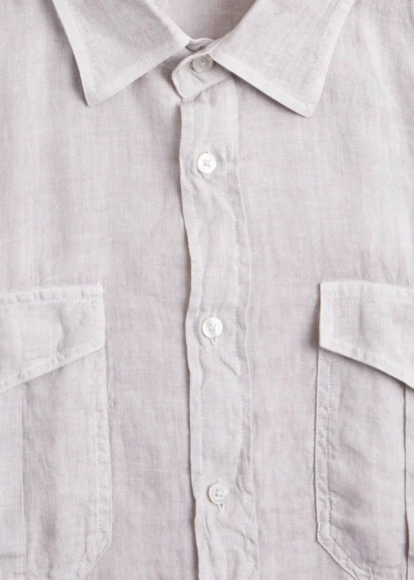 Washed Linen Military Style Shirt
