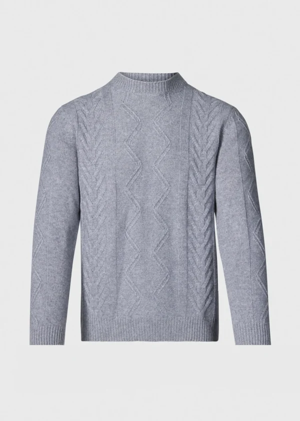 Wool & Cashmere Cable Crewneck Sweater