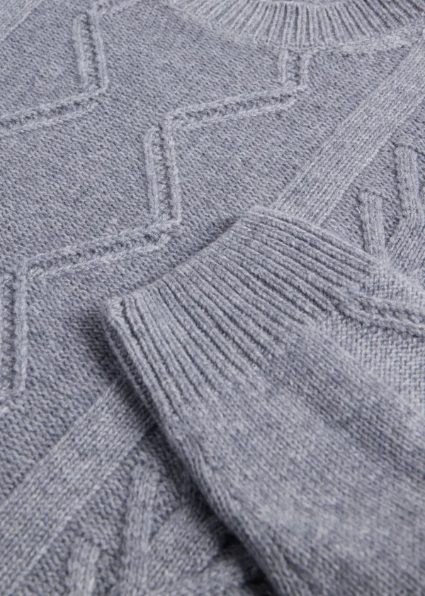 Wool & Cashmere Cable Crewneck Sweater
