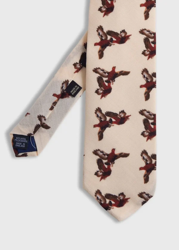 Wool & Cashmere Pheasant Print Tie
