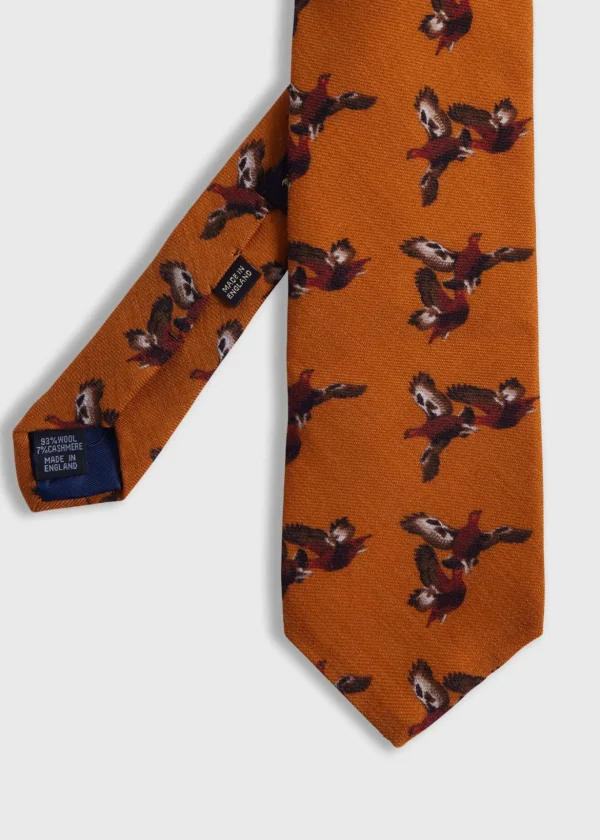Wool & Cashmere Pheasant Print Tie
