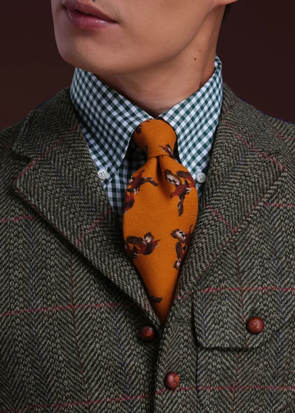 Wool & Cashmere Pheasant Print Tie