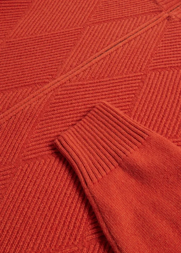 Wool And Cashmere Full Zip Jacquard Cardigan