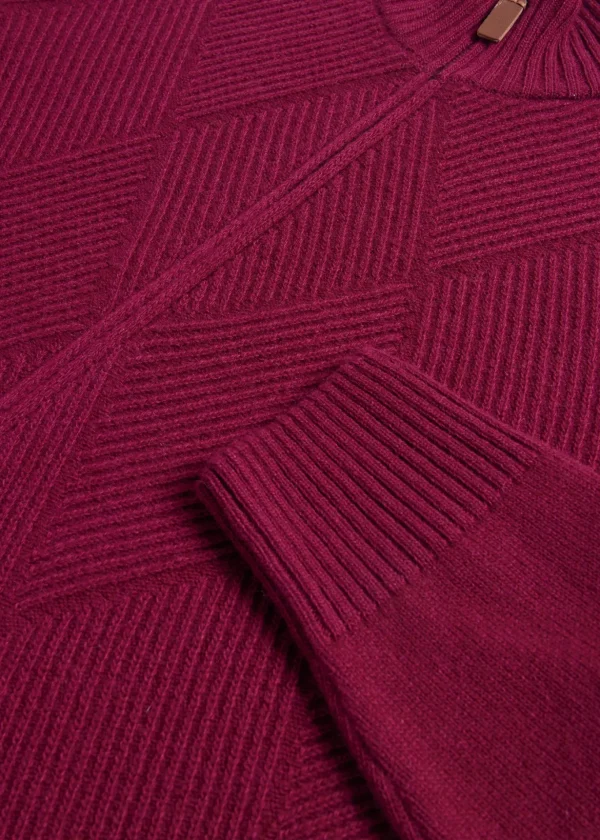 Wool And Cashmere Full Zip Jacquard Cardigan