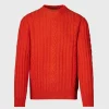 Wool Cable And Rib Crewneck Sweater