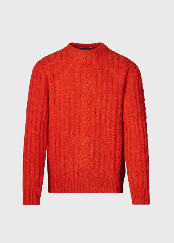 Wool Cable And Rib Crewneck Sweater