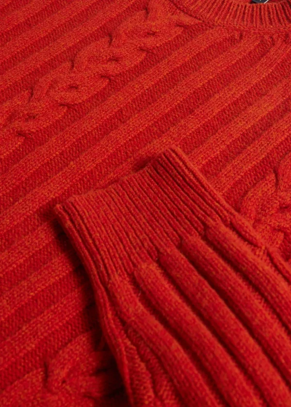 Wool Cable And Rib Crewneck Sweater