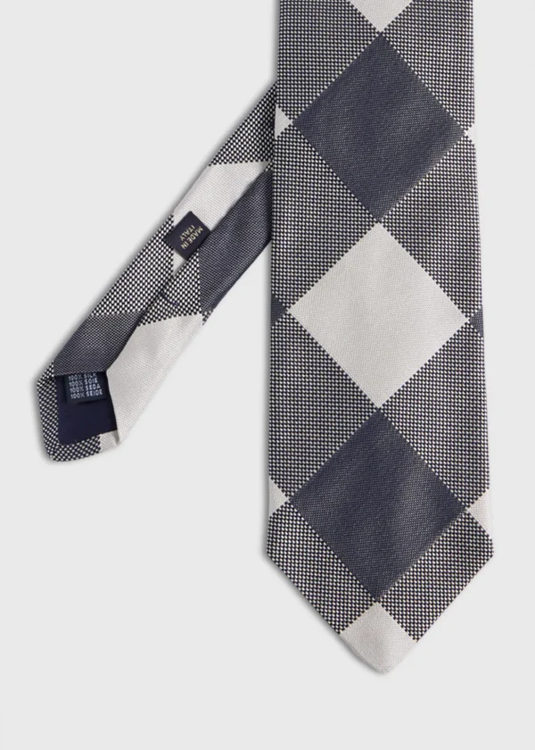 Woven Silk Oversized Check Tie