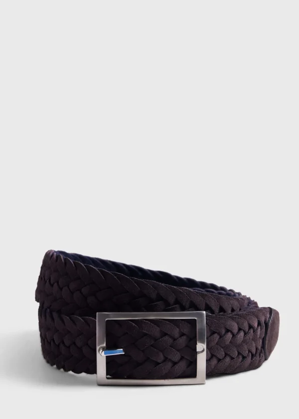 Woven Suede And Wool Reversible Belt