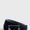 Woven Suede And Wool Reversible Belt