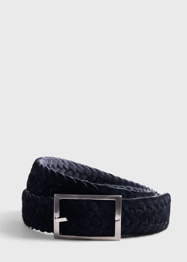 Woven Suede And Wool Reversible Belt